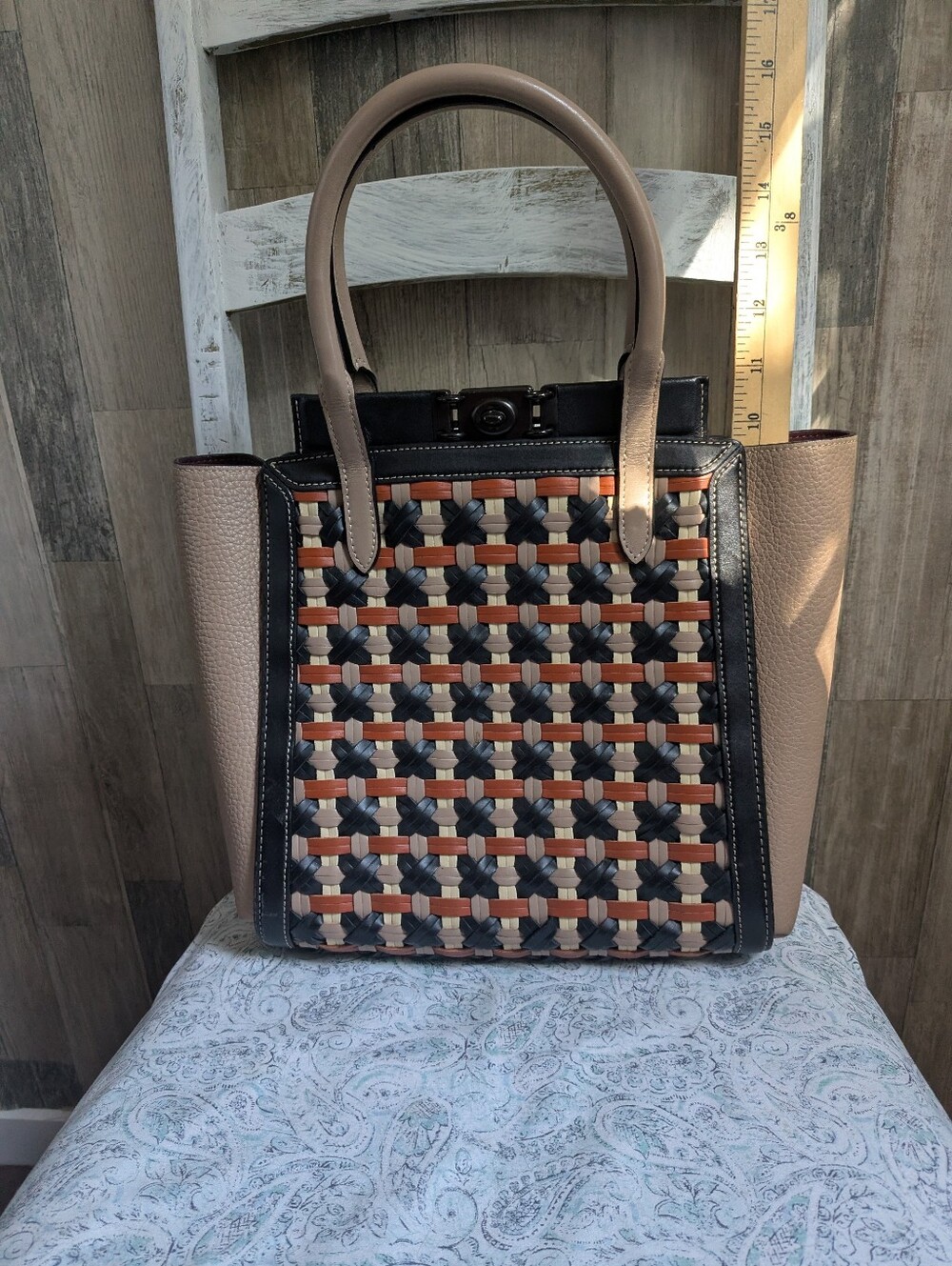 Coach Leather Woven Troupe Tote